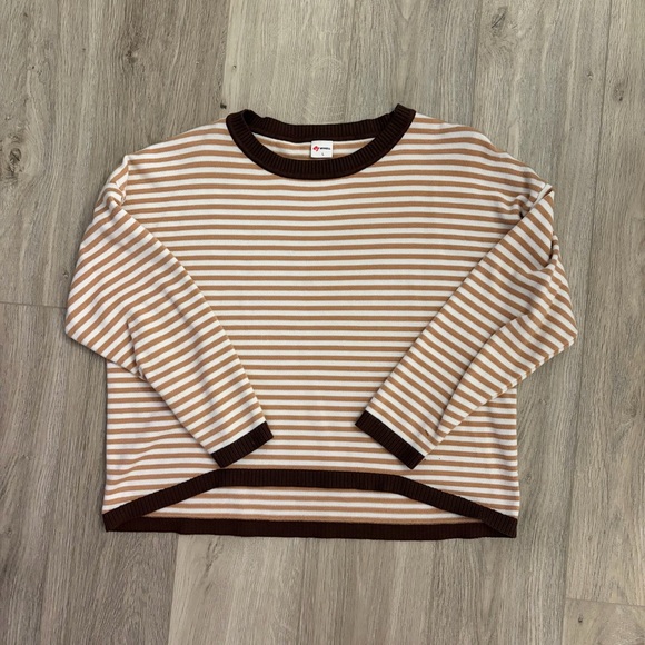 Striped Brown and Cream Long Sleeve Top - Picture 2 of 3